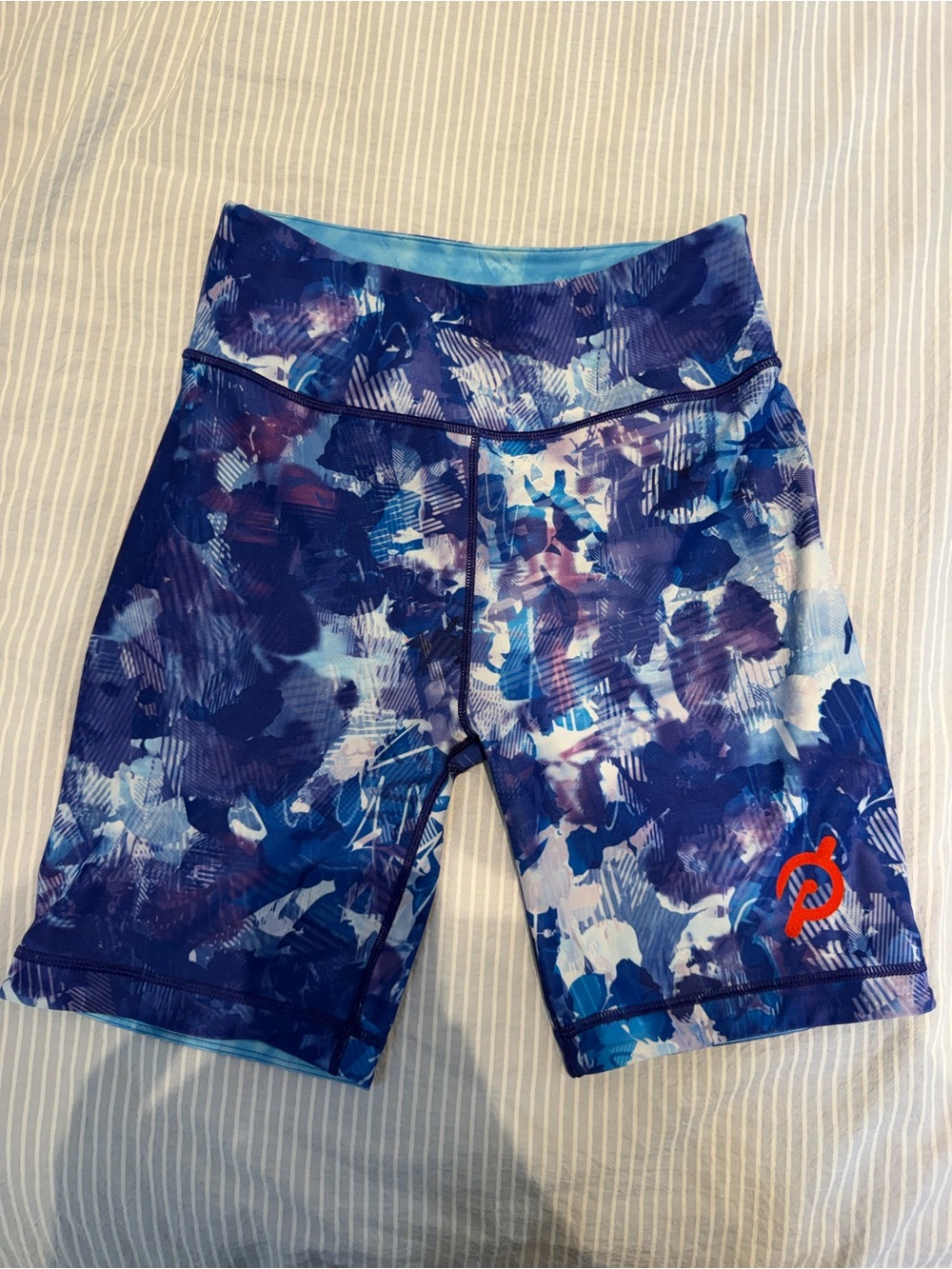 Peloton Purple & Blue Abstract Floral Bike Shorts